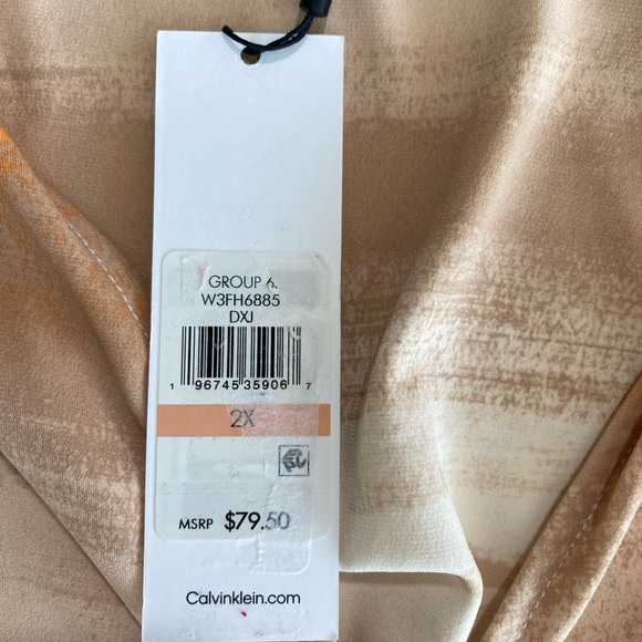 NEW 1X Plus Size Calvin Klein Ombre Matte Jersey V-Neck Long Chiffon Sleeve $80 - Picture 9 of 10